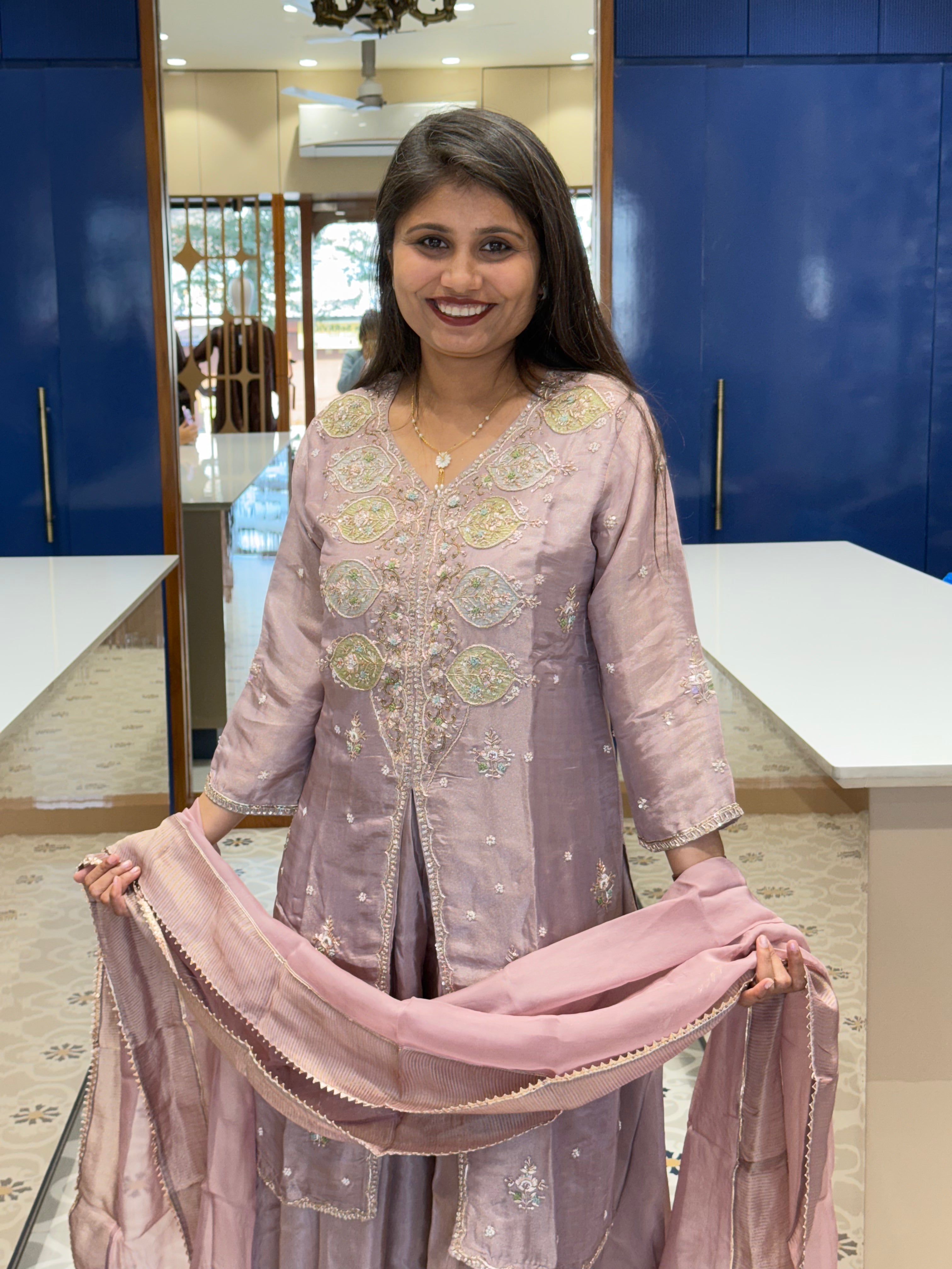 Purple Sharara Set: 0037