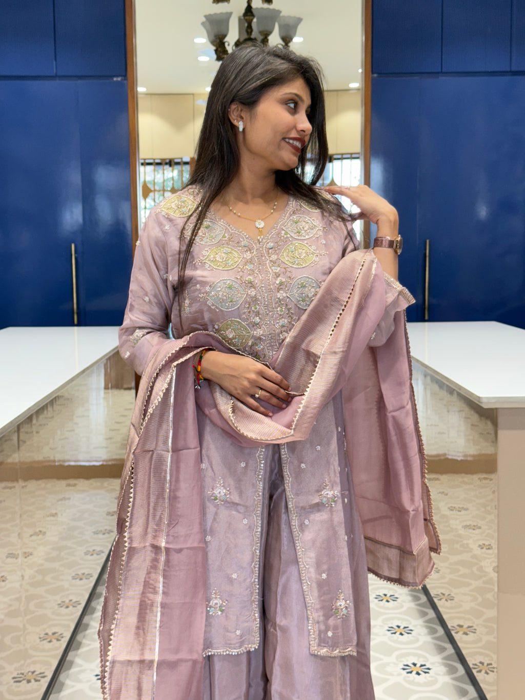 Purple Sharara Set: 0037