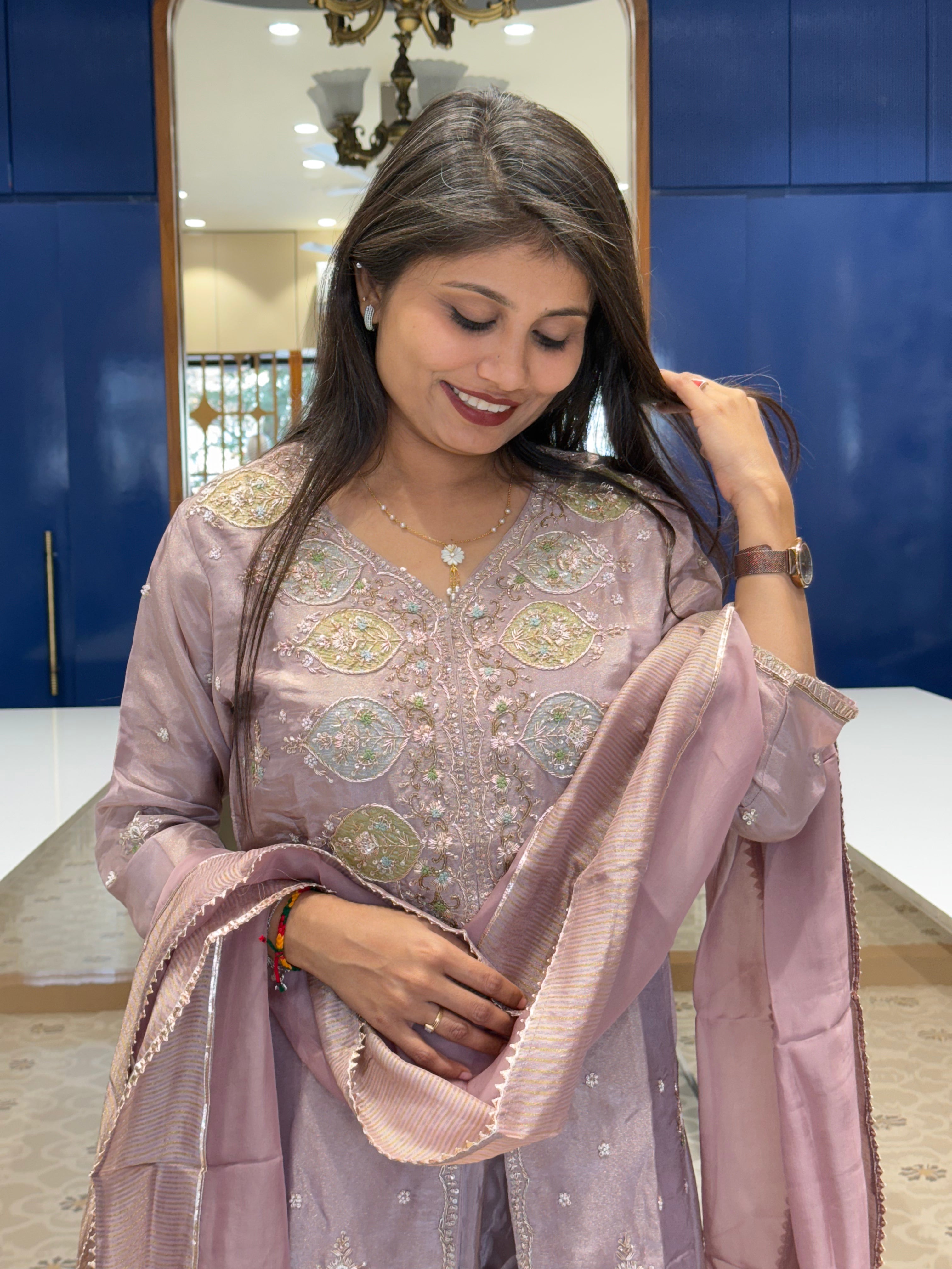 Purple Sharara Set: 0037