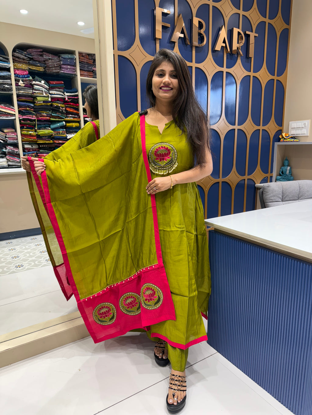 Silk Patch Work Dupatta: 0022