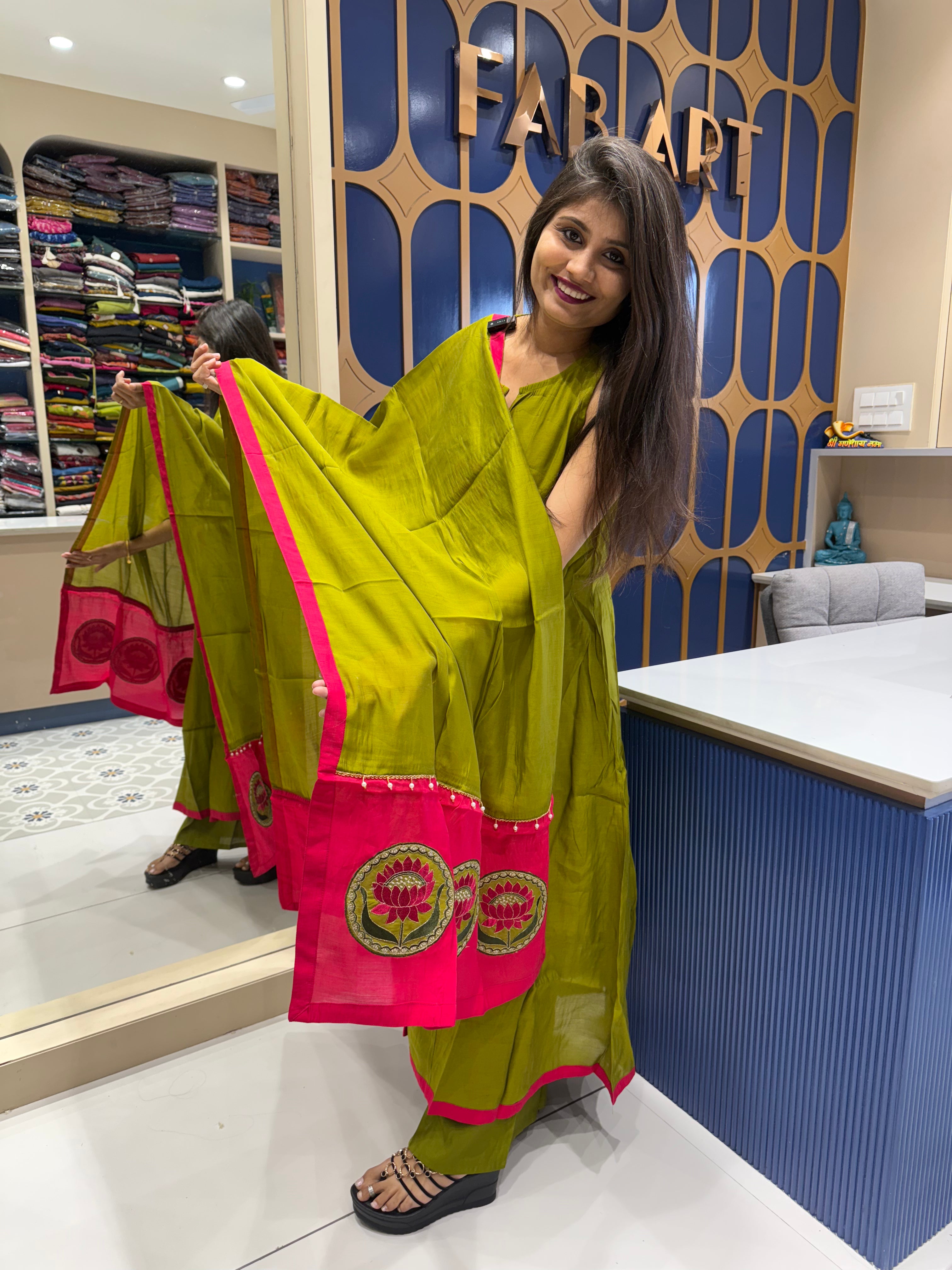 Silk Patch Work Dupatta: 0022