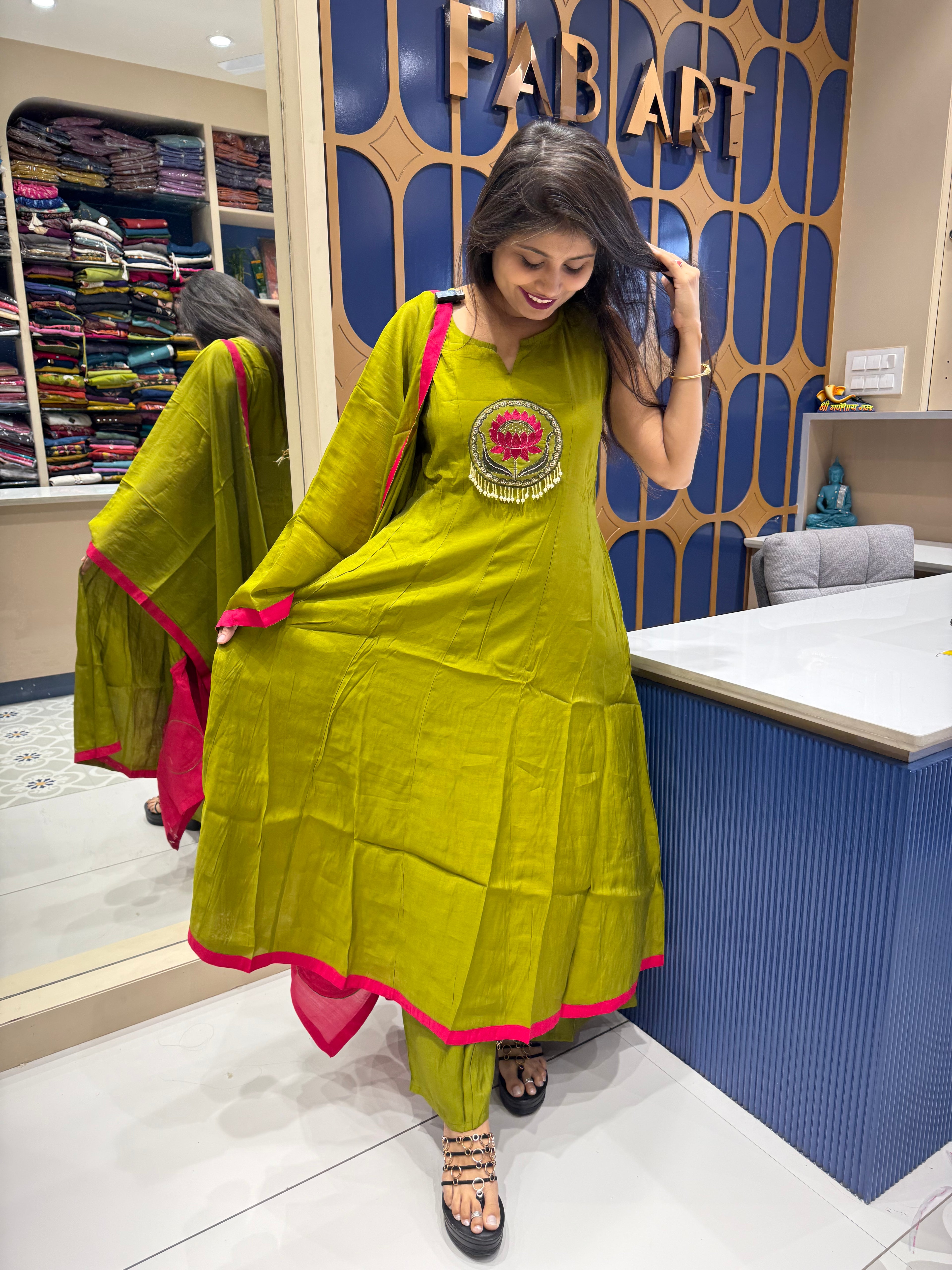 Silk Patch Work Dupatta: 0022