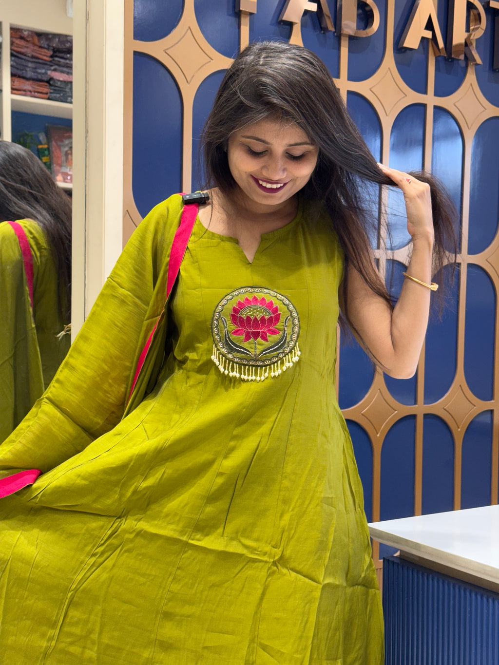 Silk Patch Work Dupatta: 0022