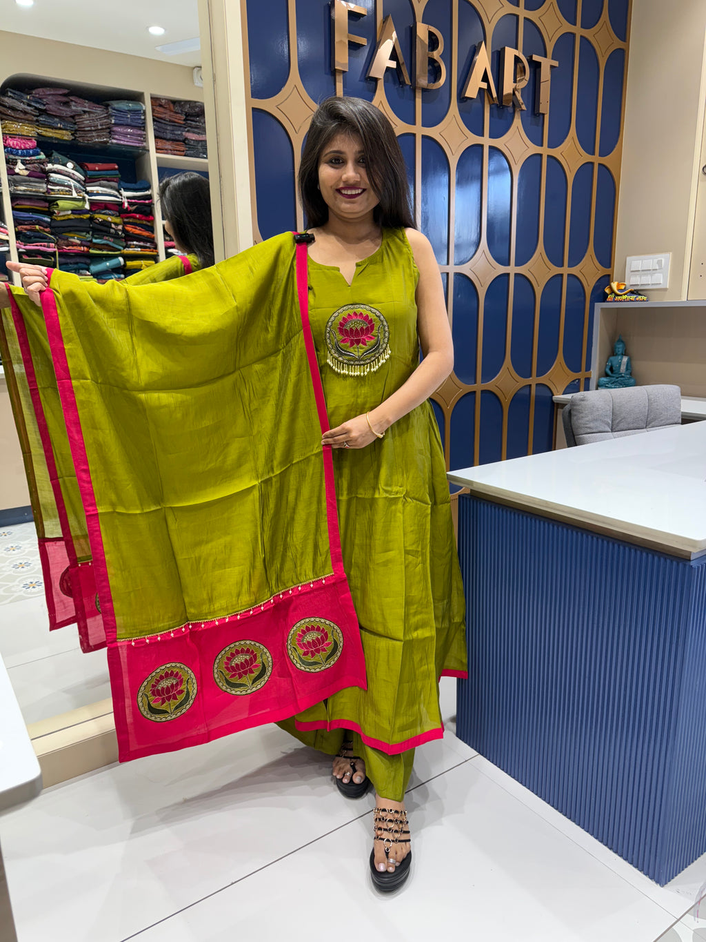 Silk Patch Work Dupatta: 0022