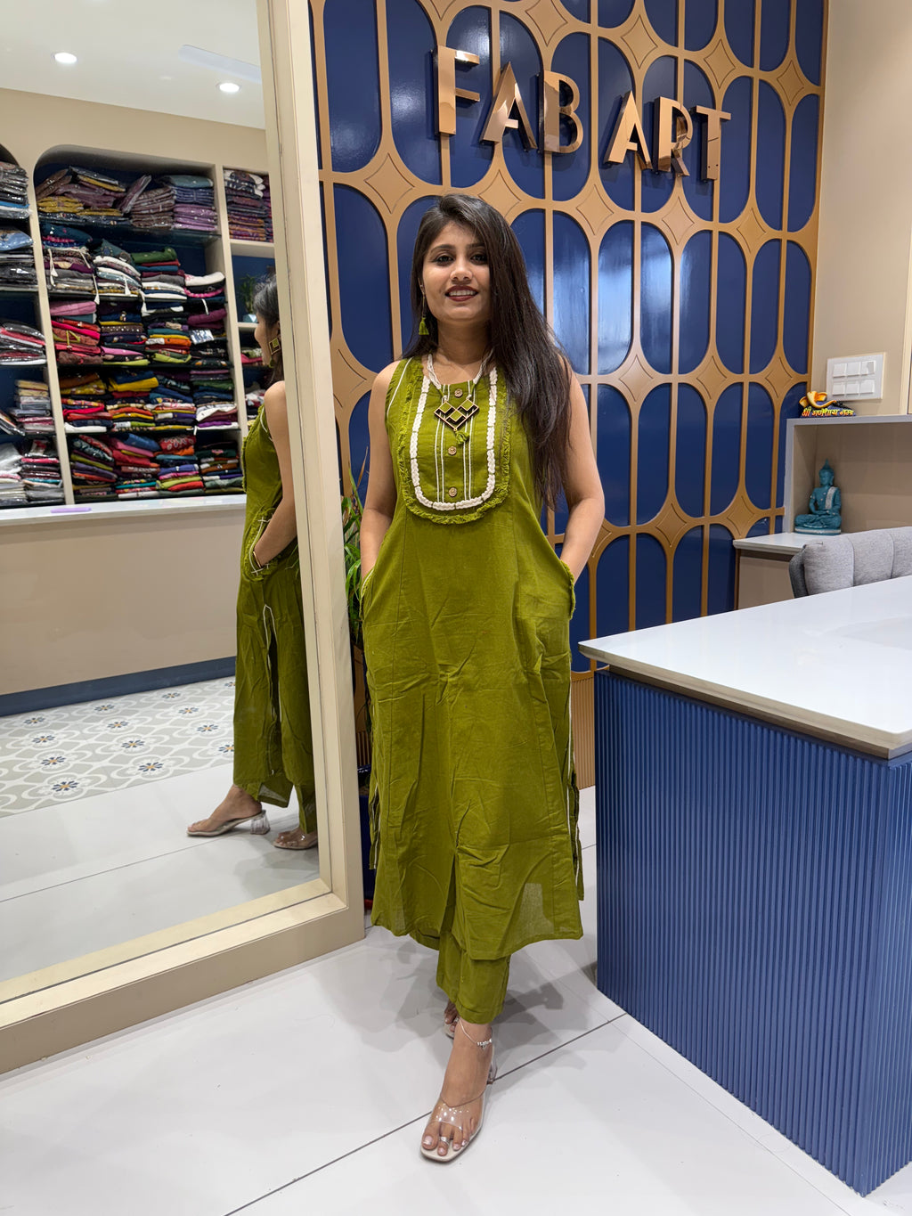 Designer Pant Pair with Necklace: 0031