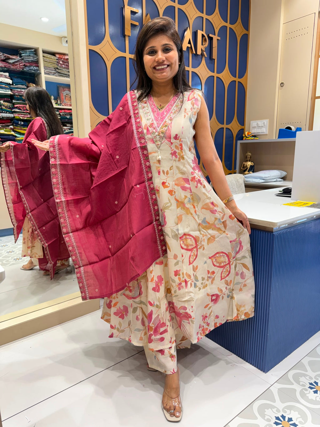 Mul Chanderi Dress: 0132